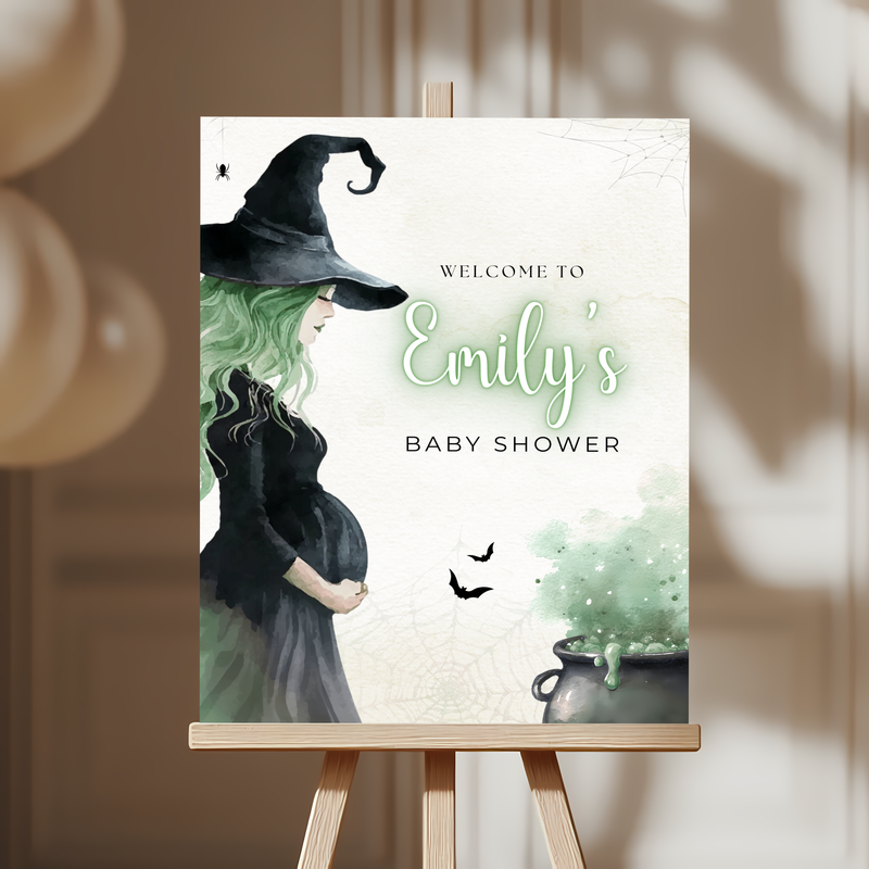 Baby Shower Welcome Sign - Green Witch Halloween BS200