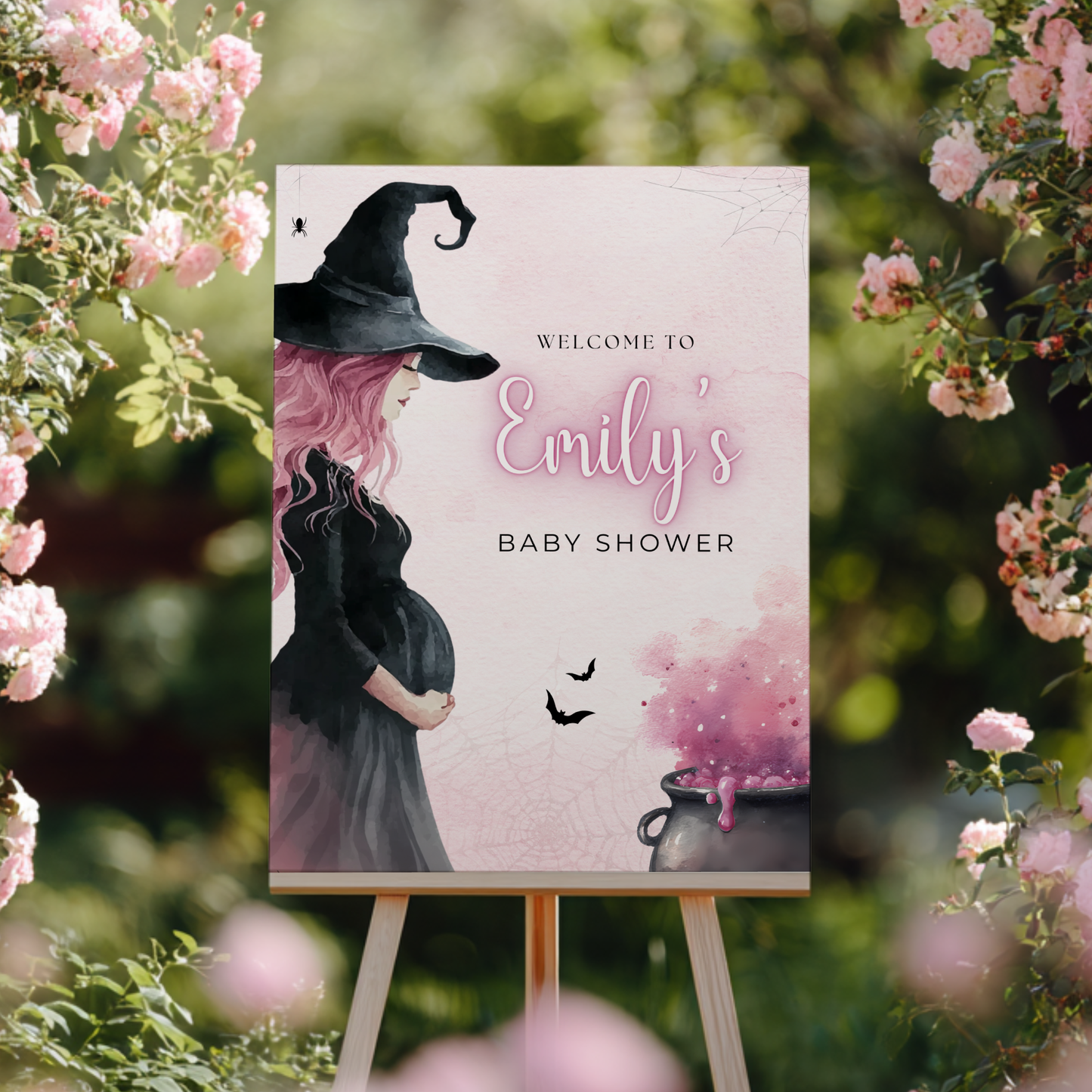 Baby Shower Welcome Sign - Pink Witch Halloween Brewing BS200