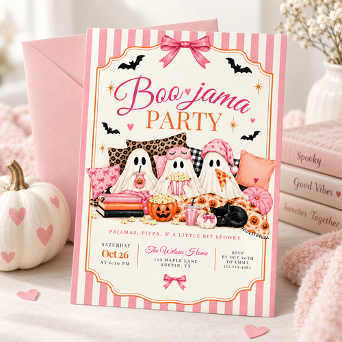 Boo-Jama Halloween Pajama Party Invitation L171