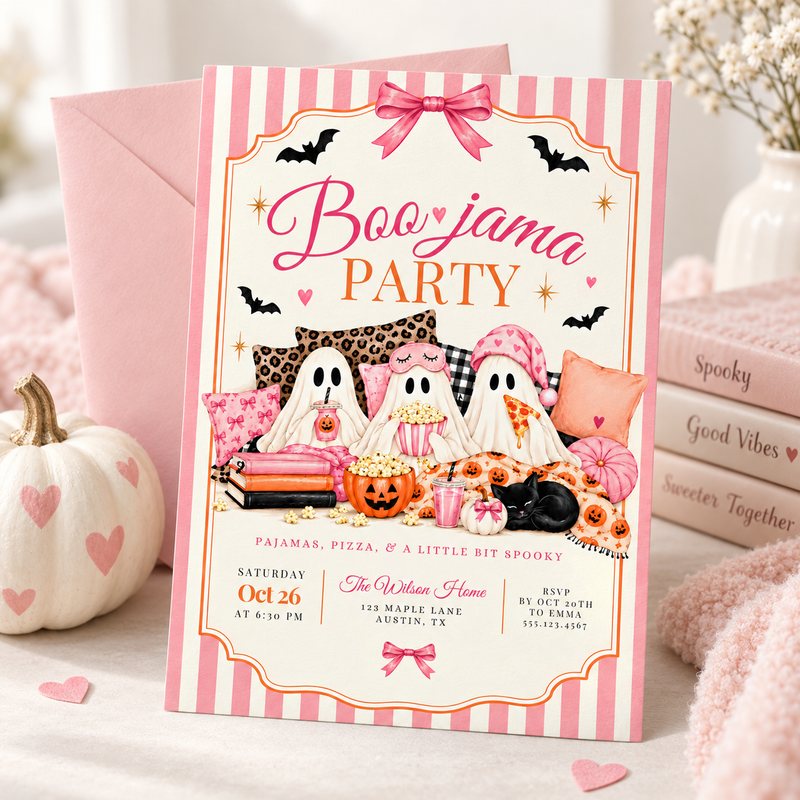 Boo-Jama Halloween Pajama Party Invitation L171