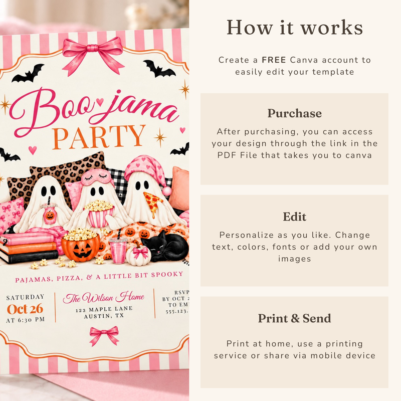Boo-Jama Halloween Pajama Party Invitation L171