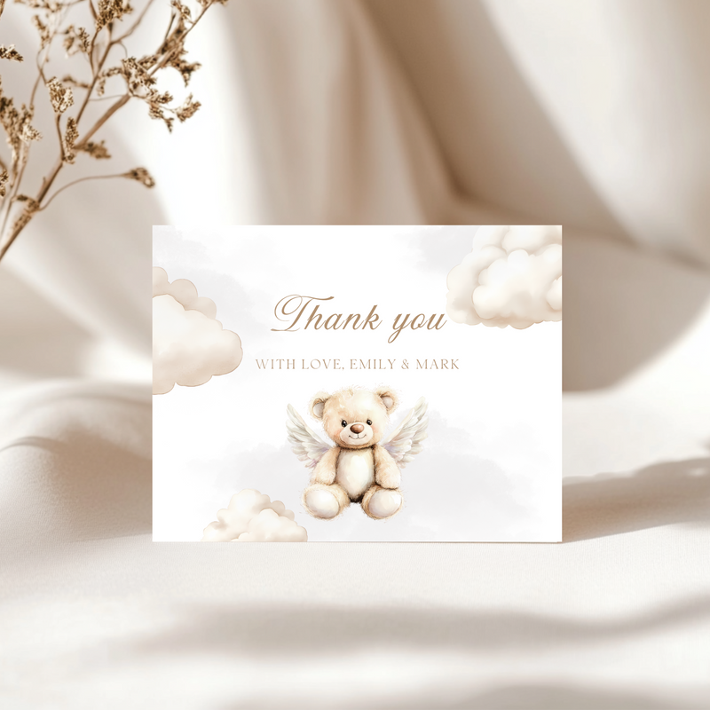 Baby Shower Invitation Bundle - Little Piece Of Heaven Beige Heaven Sent Teddy Bear BS172
