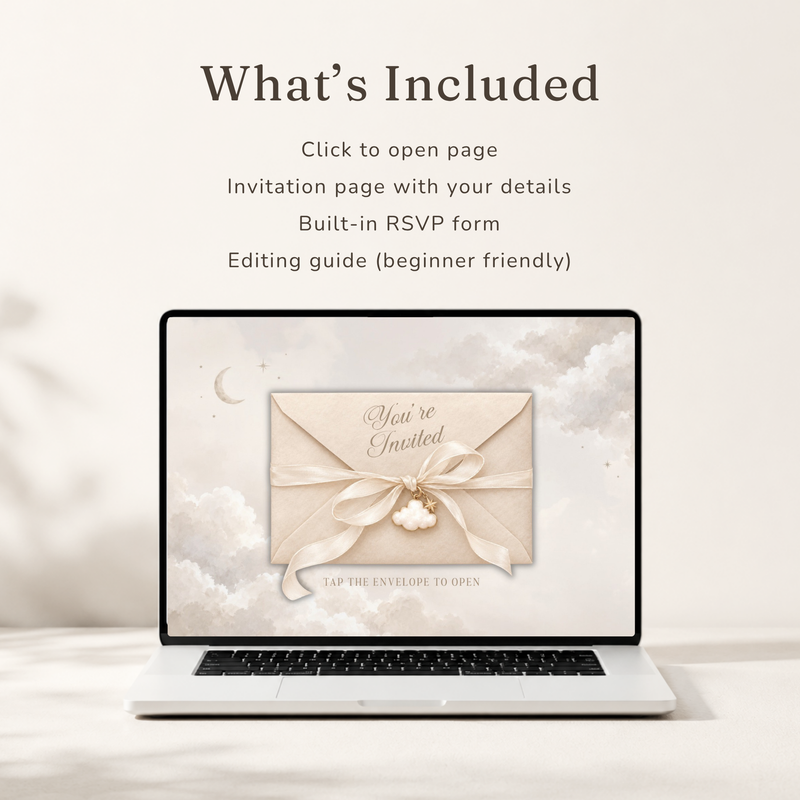 Heaven Sent Baby Shower Website Invitation with RSVP & Music BS344