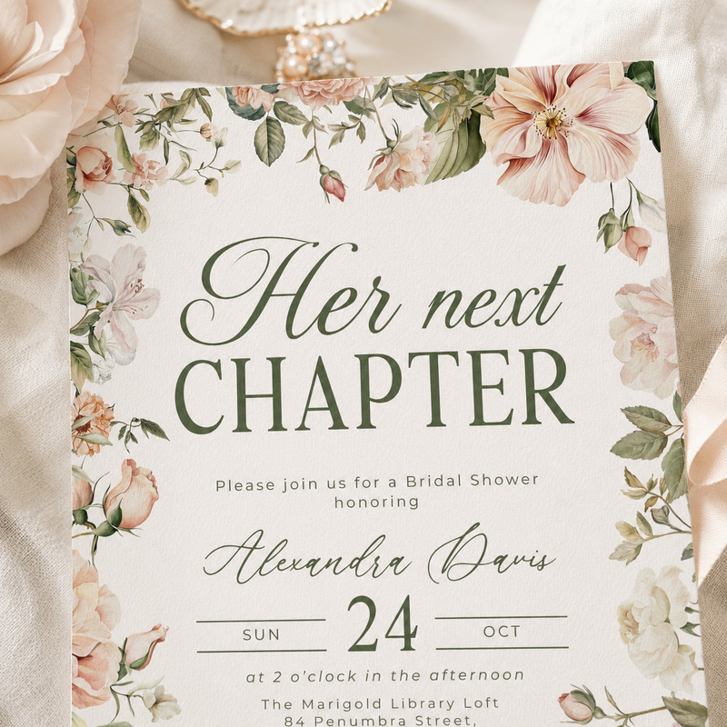 Her Next Chapter Bridal Shower Invitation L85