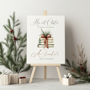 Her Next Chapter Bridal Shower Welcome Sign Template for Christmas L21