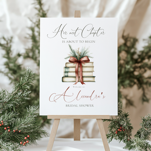 Her Next Chapter Bridal Shower Welcome Sign Template for Christmas L21