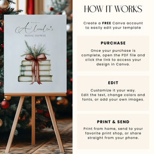 Her Next Chapter Bridal Shower Welcome Sign Template for Christmas L21