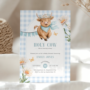 Highland Holy Cow Baby Shower Invitation Set for Boy BS297