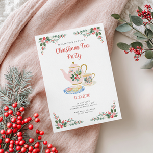 Christmas Tea Party Invitation for Holiday Brunch or Cookie Exchange L73