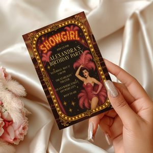 Old Hollywood Glamour Showgirl Birthday Party Invitation L78