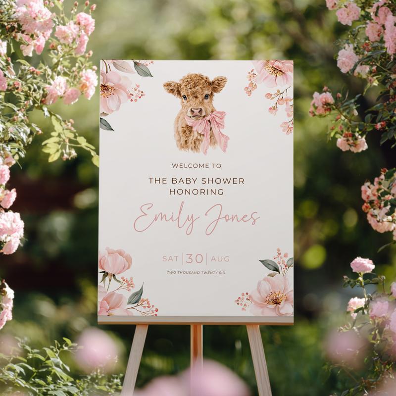 Holy Cow Baby Shower Welcome Sign Girl BS289