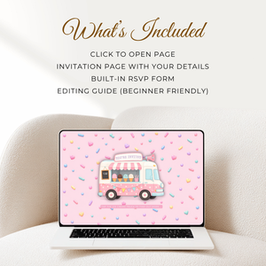 Ice Cream 4th Birthday Invitation Website with RSVP L139