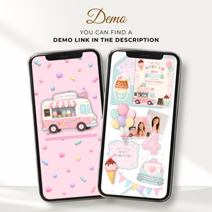 Ice Cream 4th Birthday Invitation Website with RSVP L139
