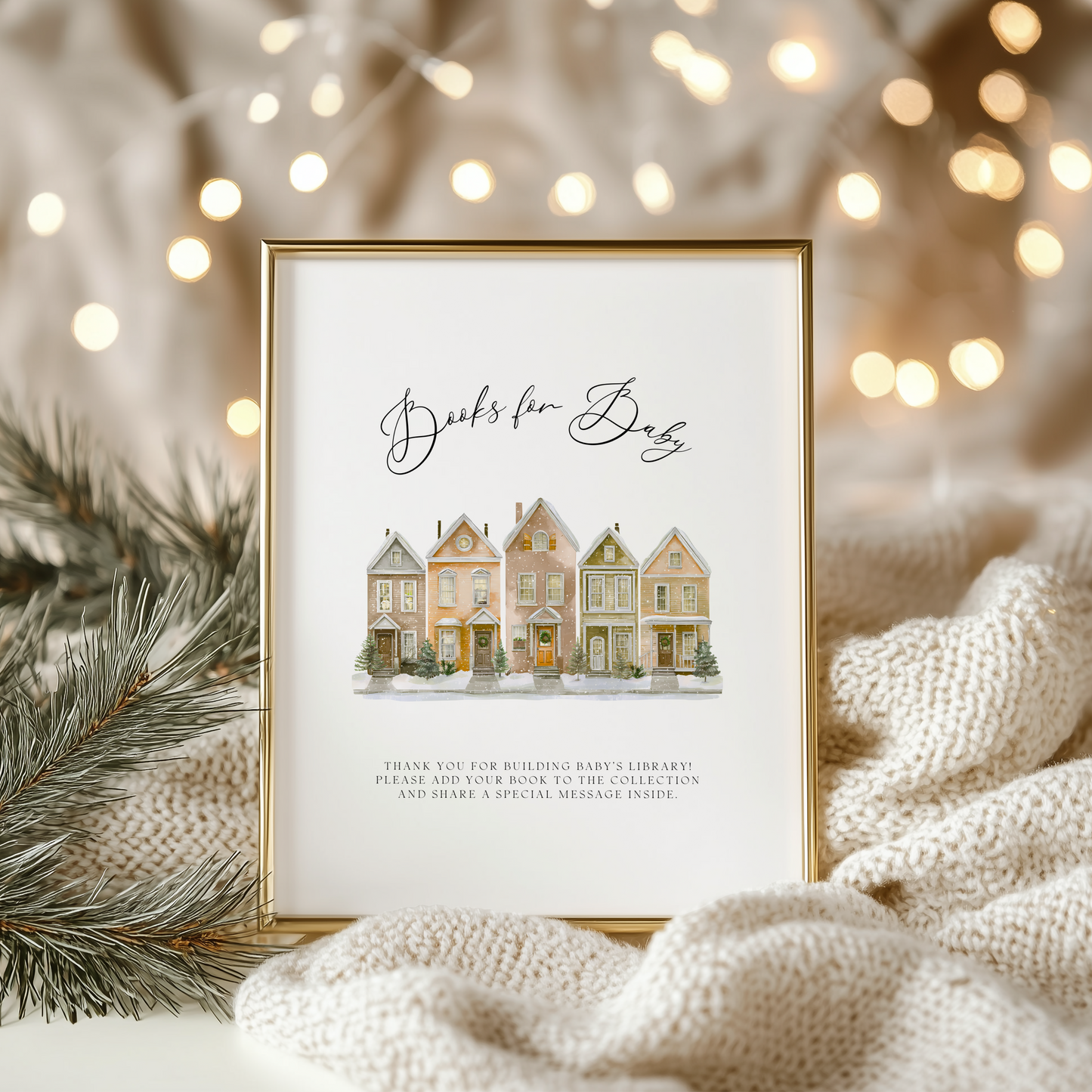 Baby Shower Table Sign Bundle - Rustic Christmas Village BS249