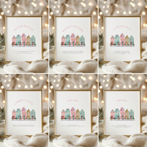 Baby Shower Mega Bundle - Pink Christmas Pastel Snowy Village BS248