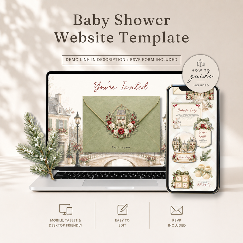 It Takes a Village Baby Shower Website Invitation with RSVP BS331