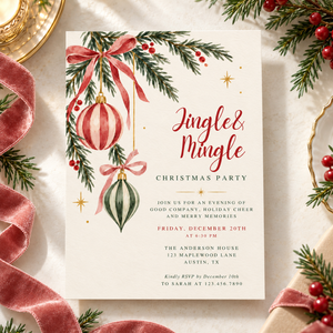 Jingle & Mingle Christmas Party Invitation L193