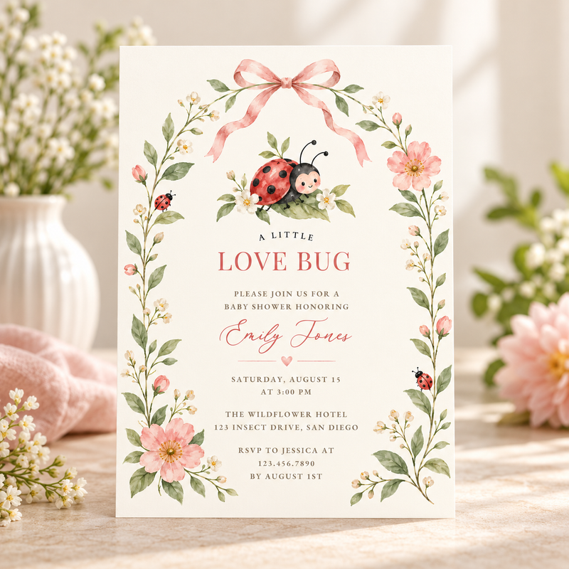 Lady Bug Baby Shower Invitation BS343