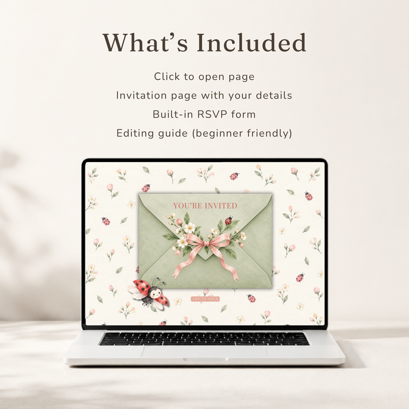 Ladybug Baby Shower Website Invitation with RSVP BS343