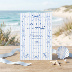 Last Toast On The Coast Bachelorette Invitation L133