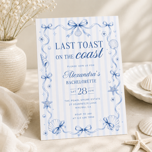 Last Toast On The Coast Bachelorette Invitation L133