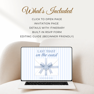 Last Toast on the Coast Bachelorette Website Invitation with RSVP L133