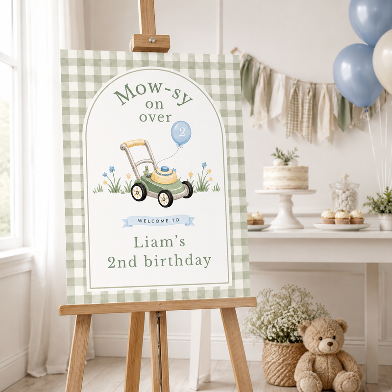 Lawnmower Birthday Welcome Sign – Mow-sy On Over L162