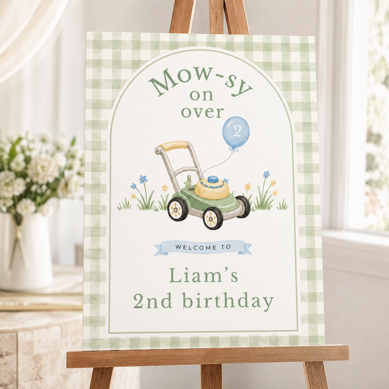 Lawnmower Birthday Welcome Sign – Mow-sy On Over L162