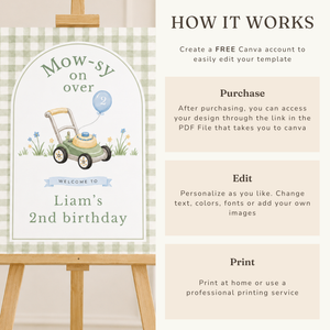Lawnmower Birthday Welcome Sign – Mow-sy On Over L162