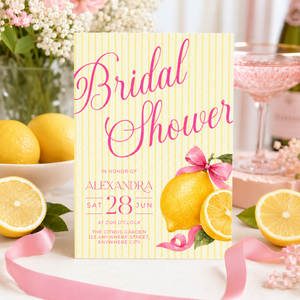 Pink Lemon Bridal Shower Invitation Template L156