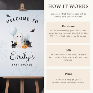 Little Boo Baby Shower Welcome Sign - Blue BS190
