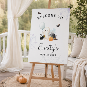 Little Boo Baby Shower Welcome Sign - Blue BS190