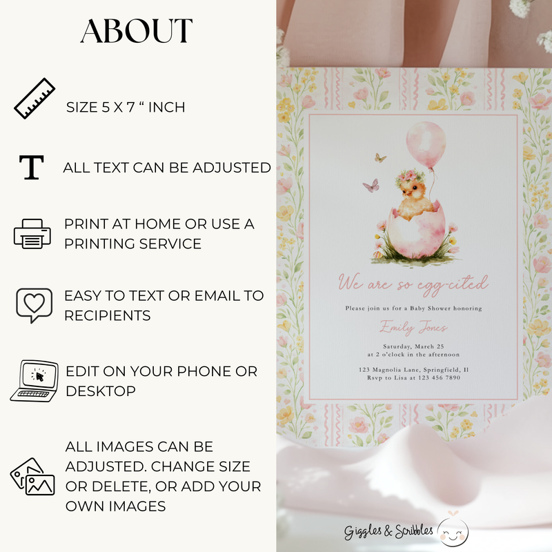 Little Chick Spring Baby Shower Invitation BS287