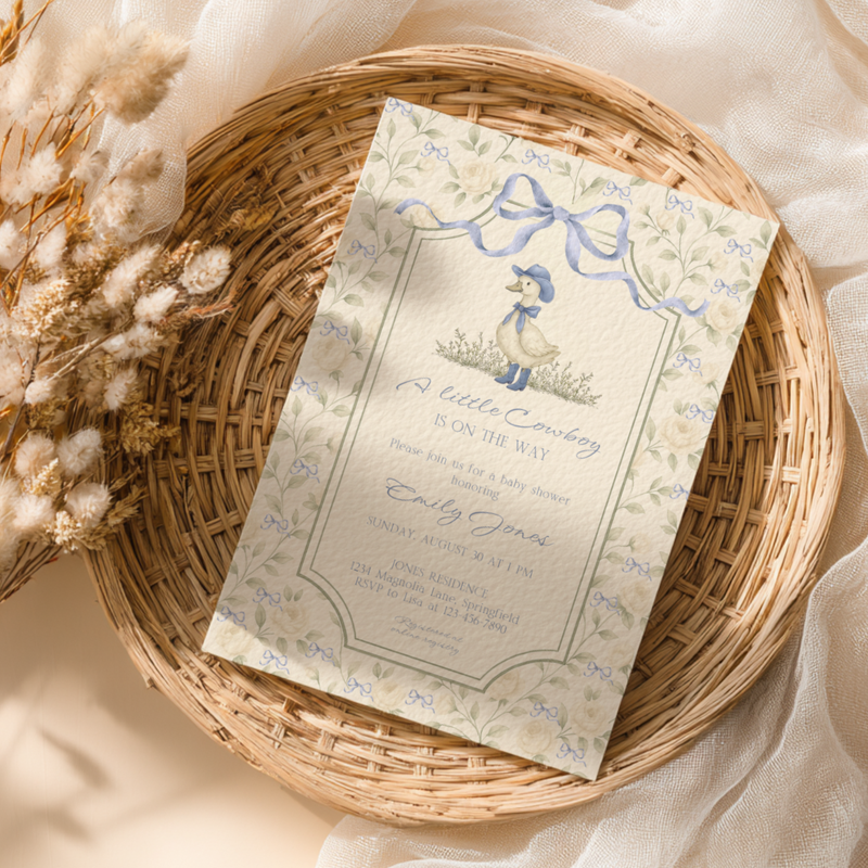 Little Cowboy Goose Baby Shower Invitation BS150