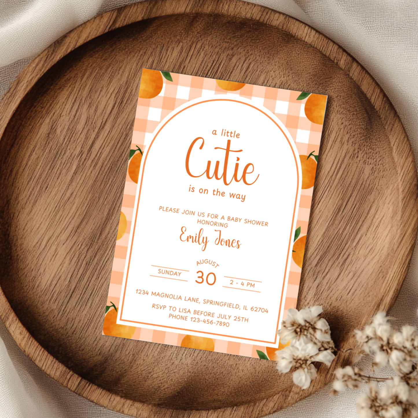 Baby Shower Invitation Bundle - Little Cutie Orange Citrus Summer Fruits BS109