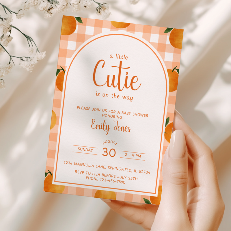 Baby Shower Invitation Bundle - Little Cutie Orange Citrus Summer Fruits BS109
