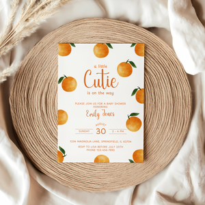 Baby Shower Invitation - Little Cutie Citrus Orange Fruit BS110