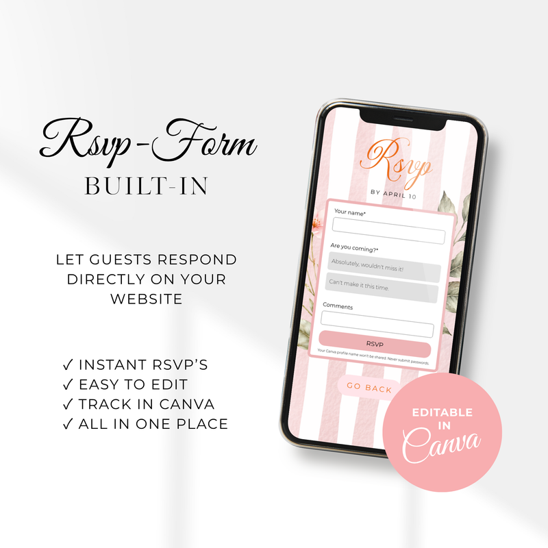 Little Cutie Baby Shower Invitation Website Template - Editable RSVP Invite BS299