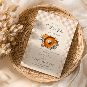 Baby Shower Invitation Bundle - Gingham Cutie Pie Fall Farmhouse Theme BS207