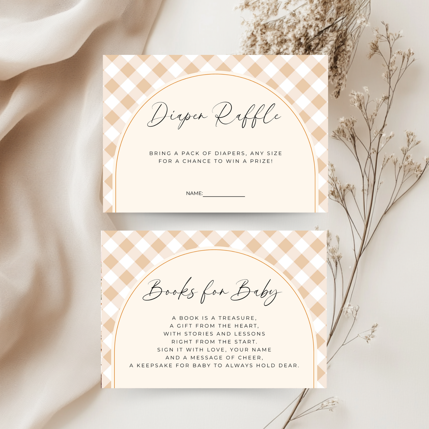 Baby Shower Invitation Bundle - Gingham Cutie Pie Fall Farmhouse Theme BS207