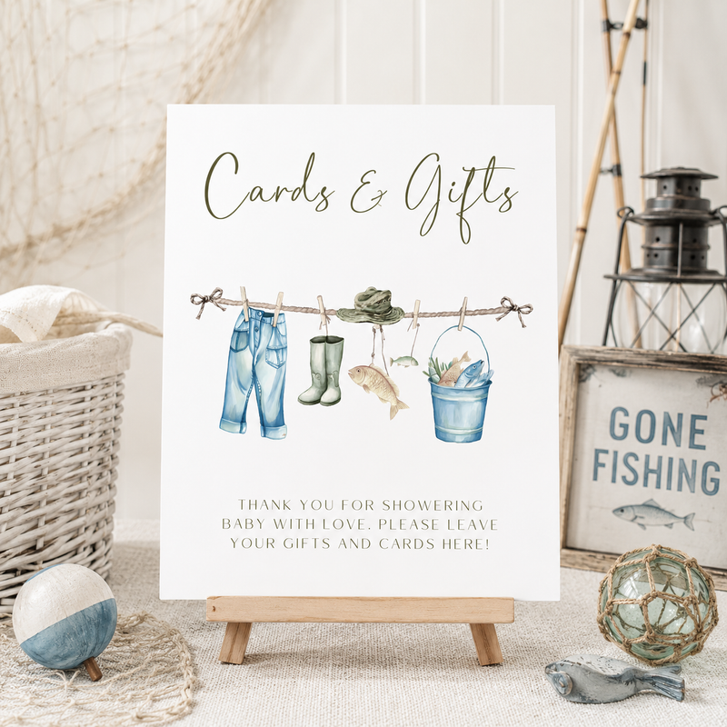 Little Fisherman Fishing Baby Shower Table Signs Bundle BS160