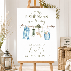 Little Fisherman Baby Shower Welcome Sign - Fishing Gear Outdoors BS160