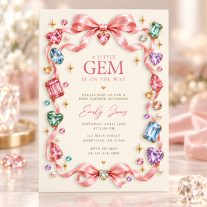 A Little Gem Is on the Way Baby Shower Invitation BS338