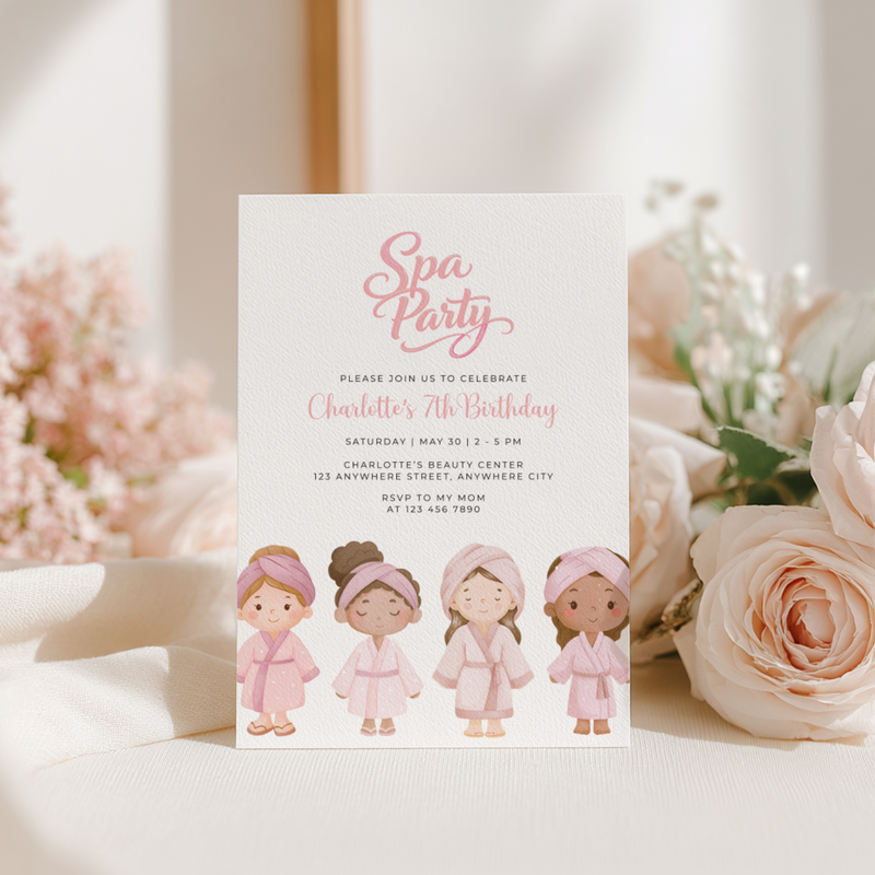 Little Girls Spa Party Invitation L122