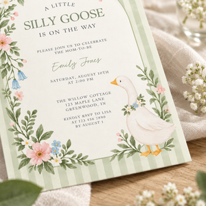 Green Little Goose Baby Shower Invitation BS334