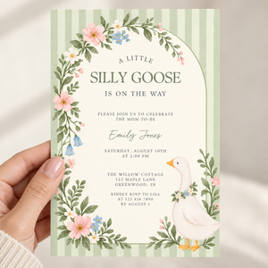 Green Little Goose Baby Shower Invitation BS334