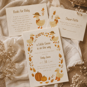 Fall Little Goose Baby Shower Invitation Bundle BS206