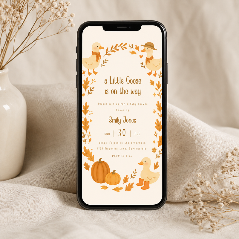 Fall Little Goose Baby Shower Invitation Bundle BS206