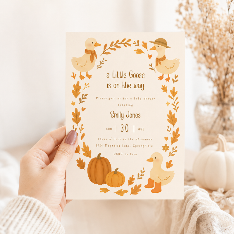 Little Goose Fall Baby Shower Invitation BS206