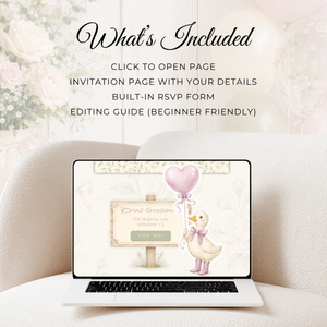Vintage Floral Little Goose Baby Shower Website Template + RSVP BS150